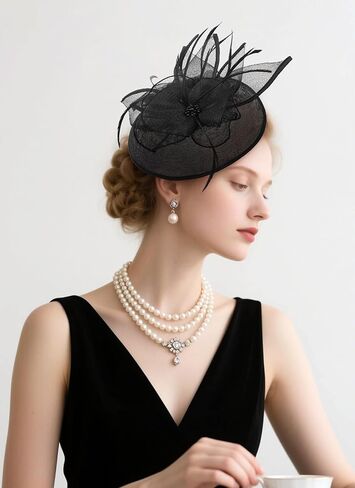 Flower Derby Attire Hat - 1920 50s Kentucky High Tea Party Hats with Hair Clip 2025 Fascinator for Women in Kuwait