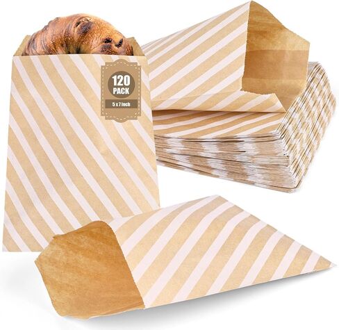Vgoodall 120pcs أكياس الورق Kraft المسطحة - 5 × 7 بوصات ، نقطة بنية ، متعددة الاستخدامات للملفات تعريف الارتباط ، الوجبات الخفيفة ، الفشار in Kuwait