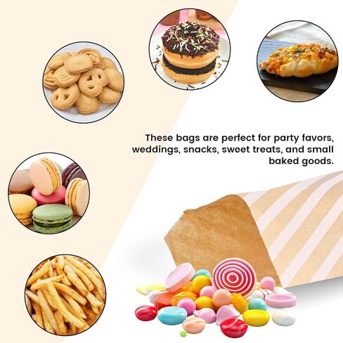 Vgoodall 120pcs أكياس الورق Kraft المسطحة - 5 × 7 بوصات ، نقطة بنية ، متعددة الاستخدامات للملفات تعريف الارتباط ، الوجبات الخفيفة ، الفشار in Kuwait