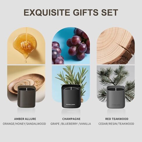 Scented Candles for Men - 3 Pack Teakwood Mens Candles Gift Set | Essential Oil Soy Wax Candle | Luxury Masculine Gifts for Him, Husband, Boyfriend in Saudi Arabia