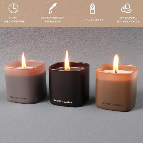 Scented Candles for Men - 3 Pack Teakwood Mens Candles Gift Set | Essential Oil Soy Wax Candle | Luxury Masculine Gifts for Him, Husband, Boyfriend in Saudi Arabia