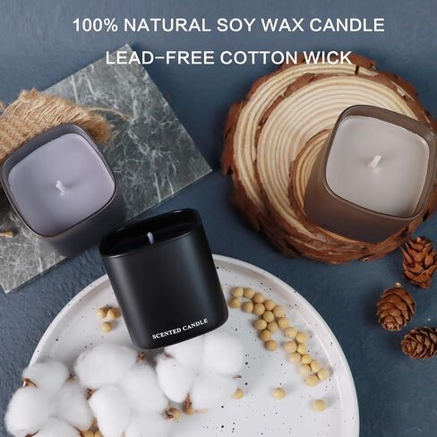 Scented Candles for Men - 3 Pack Teakwood Mens Candles Gift Set | Essential Oil Soy Wax Candle | Luxury Masculine Gifts for Him, Husband, Boyfriend in Saudi Arabia