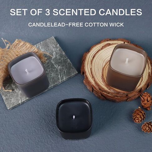 Scented Candles for Men - 3 Pack Teakwood Mens Candles Gift Set | Essential Oil Soy Wax Candle | Luxury Masculine Gifts for Him, Husband, Boyfriend in Saudi Arabia
