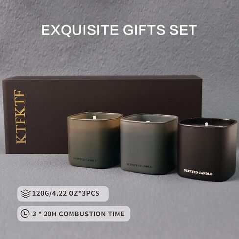 Scented Candles for Men - 3 Pack Teakwood Mens Candles Gift Set | Essential Oil Soy Wax Candle | Luxury Masculine Gifts for Him, Husband, Boyfriend in Saudi Arabia