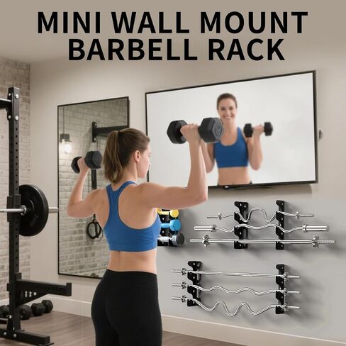 Olympic Wall Mounted Barbell Storage Rack Holder Stand Hanger, Wall Mounted Weight Dumbbell Rack for Olympic Barbell, Curl Bar, Commercial or Home Gym Accessory in Saudi Arabia