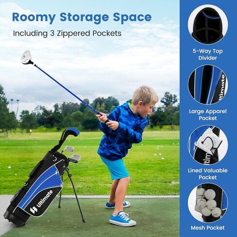 يتضمن Tangkula Junior Golf Club للأطفال يمينًا يمينًا ، ويشمل #3 Fairway Wood & #7/ #9 Irons ، و cover ، وغطاء الرأس ، وغطاء المطر ، وحفلة الجولف ، مثالية للأطفال ، الأطفال in Kuwait