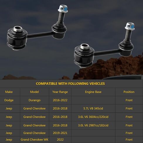 Front Sway Bar Link Kit 2pc K90250 for Toyota Tacoma 1995 1996 1997 1998 1999 2000 RWD, Suspension Stabilizer Bar End Links for Toyota Tacoma RWD Only in Saudi Arabia