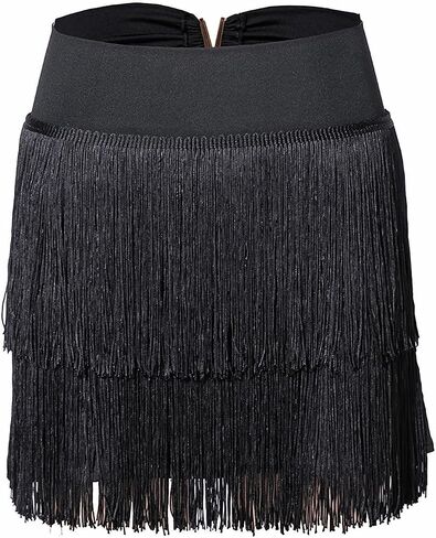 Women Latin Dance Skirt Double-Layer Encryption Irregular Tassel Skirt National Standard Dance Training Clothes in Kuwait