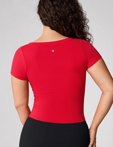 Hugcurve v-neck القمصان القصيرة للأكمام للنساء تجريب القمصان الصيفية محصول القمصان الرياضية الرياضية الرياضية الرياضية in Kuwait