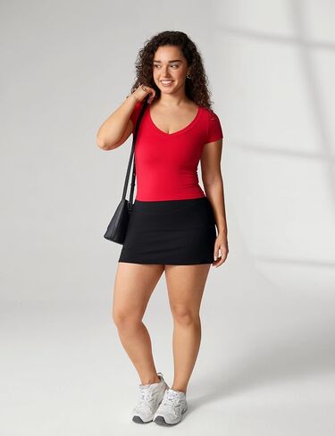 Hugcurve v-neck القمصان القصيرة للأكمام للنساء تجريب القمصان الصيفية محصول القمصان الرياضية الرياضية الرياضية الرياضية in Kuwait