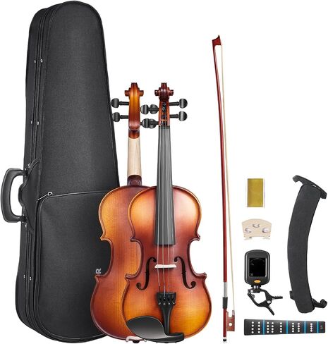 Vevor Violin 4/4 الحجم الكامل للبالغين ، كمان كمان من الكمان الطالب المبتدئين مع حالة صعبة ، روزن ، القوس ، الراحة في الكتف ، الجسر ، الأوتار الإضافية ، أداة الخشب الصلبة المهنية (بني لامع) in Saudi Arabia