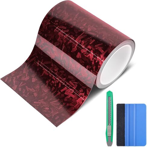 Lypumso Gloss شريط ألياف الكربون المزور لكروم حذف الباب عتبة النافذة تقليم اللف فينيل لف ، السيارة السيارات DIY تفصيل فيلم الحماية مع مجموعة الأدوات (الأرجواني ، 2inch × 30 قدم) in Kuwait