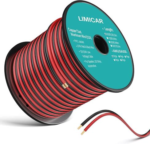 18 Gauge Wire 100FT, 2 Conductor Red & Black CCA Low Voltage Cable, Flexible PVC Electrical Wire for 12V/24V DC LED Strips, Speaker, Auto, Trailer in Saudi Arabia