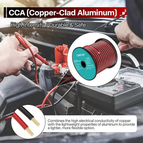 18 Gauge Wire 100FT, 2 Conductor Red & Black CCA Low Voltage Cable, Flexible PVC Electrical Wire for 12V/24V DC LED Strips, Speaker, Auto, Trailer in Saudi Arabia