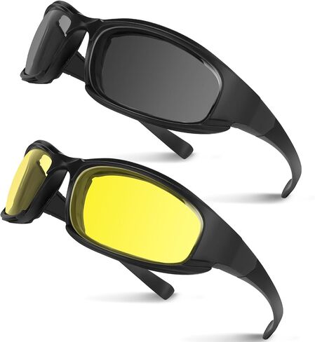Motorcycle Riding Glasses Motorcycle Goggles 4PCS Padding Goggles Motorcycle Sunglasses UV Protection Dustproof Windproof for Outdoor Actives (Black+Blue+Yellow+Clear) in Saudi Arabia