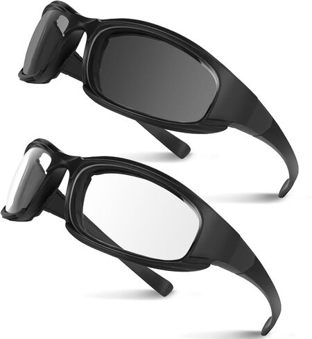 Motorcycle Riding Glasses Motorcycle Goggles 4PCS Padding Goggles Motorcycle Sunglasses UV Protection Dustproof Windproof for Outdoor Actives (Black+Blue+Yellow+Clear) in Saudi Arabia