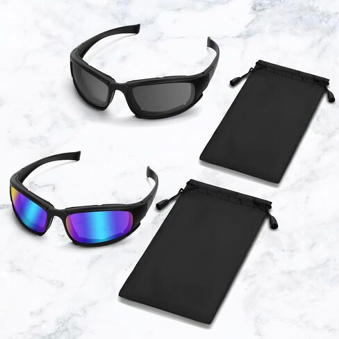 Motorcycle Riding Glasses Motorcycle Goggles 4PCS Padding Goggles Motorcycle Sunglasses UV Protection Dustproof Windproof for Outdoor Actives (Black+Blue+Yellow+Clear) in Saudi Arabia