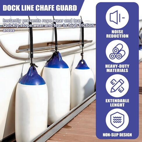 Boat Dock Line Chafe Guard (2 Pack) - Heavy-Duty PVC Marine Rope Protector, Universal Fit for 3/8" to 5/8" in Saudi Arabia