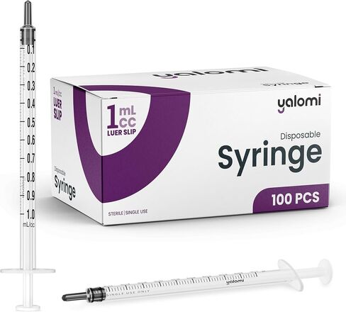 1mL Luer Slip Syringe (No Needle) | Sterile & Individually Wrapped | Professional, Industrial & Personal Use | 100 Pack | Yalomi in Saudi Arabia