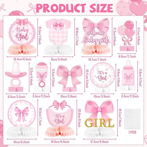 Black Gold Bow Bird Girl Party Honeycomb Centerpses ، إنها فتاة قوس كويكيت دش دش دس in Kuwait