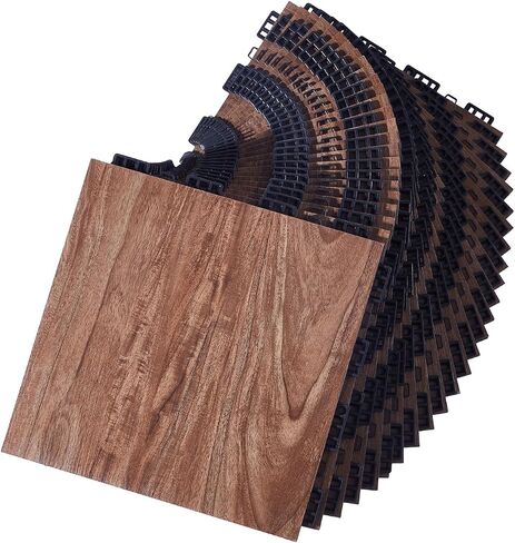 Happybuy Dance Floor Philes ، 12.4 × 12.4 في متشابك 52 قطعة ، حلويات رقص محمولة مع قاعدة ملطخة (حبة خشب البلوط ، 52 قدم مربع/صندوق) in Saudi Arabia