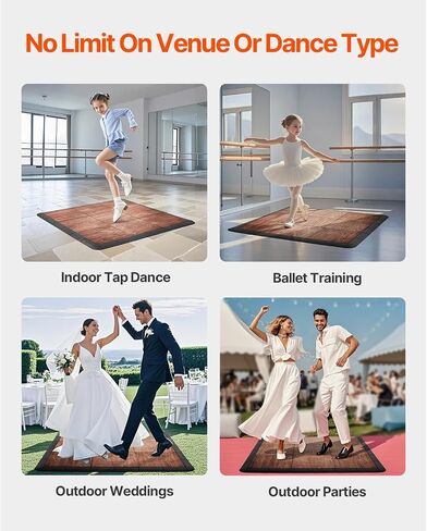 Happybuy Dance Floor Philes ، 12.4 × 12.4 في متشابك 52 قطعة ، حلويات رقص محمولة مع قاعدة ملطخة (حبة خشب البلوط ، 52 قدم مربع/صندوق) in Saudi Arabia