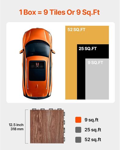 Happybuy Dance Floor Philes ، 12.4 × 12.4 في متشابك 52 قطعة ، حلويات رقص محمولة مع قاعدة ملطخة (حبة خشب البلوط ، 52 قدم مربع/صندوق) in Saudi Arabia