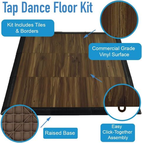 Greatmats Portable Dance Floor 3x3 Ft Kit, Wood Grain Vinyl Tap Dance 9 Pack in Kuwait