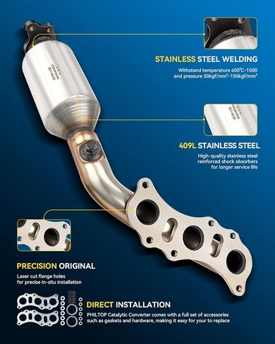 PHILTOP Front Catalytic Converter Kit Compatible with Chevrolet, Daewoo, 2004-2008 Aveo 1.6L, 2007-2008 Aveo5 1.6L, 1999-2002 Lanos 1.6L Stainless Steel Catalytic Converter 16474(EPA Compliant) in Saudi Arabia