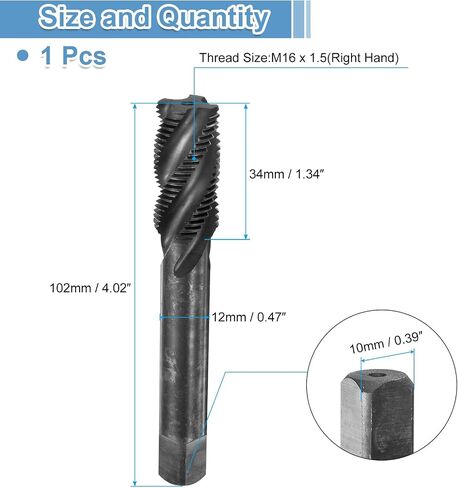 uxcell Spiral Flute Thread Taps M7 x 1 H2 Metric Machine Threading Tap Bit, Nitrided Coated Screw Tapping Repair Tool, M2 High-Speed Steel (HSS) in Saudi Arabia