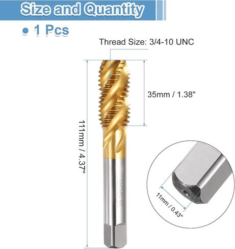 uxcell Spiral Flute Taps, 3/4-10 UNC 2B High Speed Steel (HSS) Titanium Coating Machine Thread Milling Threading Screw Tap Tapping Tool, 2pcs in Saudi Arabia
