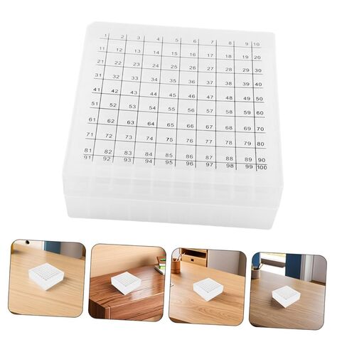 GLEAVI 2pcs Plastic Freezer Storage Box with Lid for 1.8ml 2ml 5ml 10ml Test Tubes 100-Slot Vial Case Microcentrifuge Tube Rack Holder for Laboratory and Home Use in Saudi Arabia