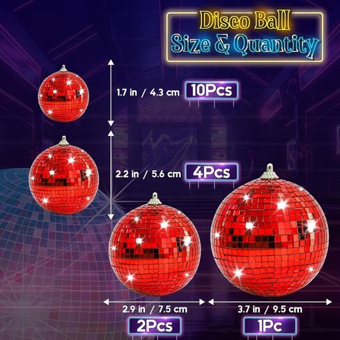 17 Pcs Gold Mirror Disco Ball Decor Hanging Disco Balls for Christmas Tree Ornament Music Party Stage Wedding Home Decoration in Kuwait