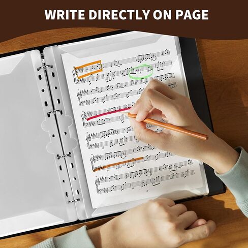 80 Sleeves Sheet Music Binder Black, 8.5"x11" Sheet Music Folder with Elastic Band, Sheet Music Organizer with Plastic Sleeves for Writable in Saudi Arabia