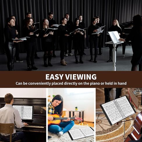 80 Sleeves Sheet Music Binder Black, 8.5"x11" Sheet Music Folder with Elastic Band, Sheet Music Organizer with Plastic Sleeves for Writable in Saudi Arabia