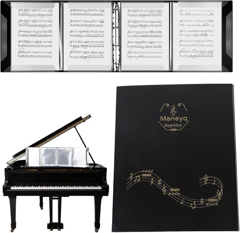 Sheet Music Folder, 4 Pages Expand Music Binder Black Choir Folder for Musician and Stage Performance, Hold 52 Pages A4 Size Sheets in Saudi Arabia
