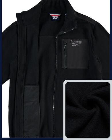 Reebok Mens Fleece Jacket - Softshell Polar Fleece Zip Up Jacket for Hiking & Workout - Lightweight Winter Jackets for Men in Saudi Arabia