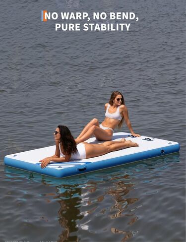 Expandable Floating Dock System - Connect Multiple 6x5ft to 10x10ft Water Platform Via D-Rings, Non-Slip Surface, Includes Pump/Ladder/Storage Bag for Boating/Fishing/Water Yoga/Party in Kuwait