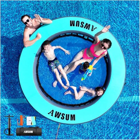 AWSUM Inflatable Water Hammock Round Floating Ring Circle Dock Lake Floats River Raft for Adults Island Swimming Pool Platform for Party in Saudi Arabia