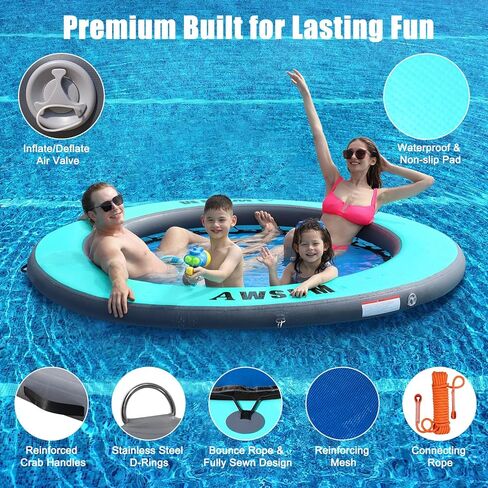 AWSUM Inflatable Water Hammock Round Floating Ring Circle Dock Lake Floats River Raft for Adults Island Swimming Pool Platform for Party in Saudi Arabia