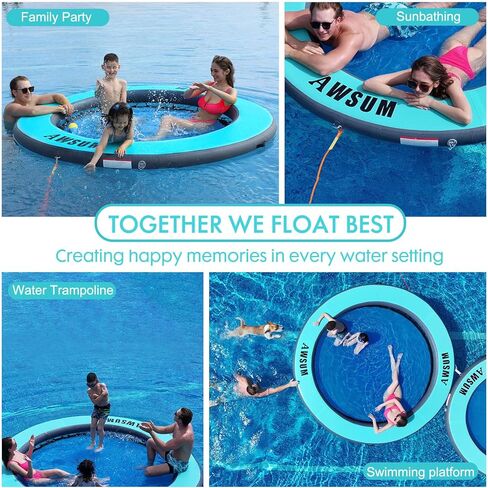 AWSUM Inflatable Water Hammock Round Floating Ring Circle Dock Lake Floats River Raft for Adults Island Swimming Pool Platform for Party in Saudi Arabia