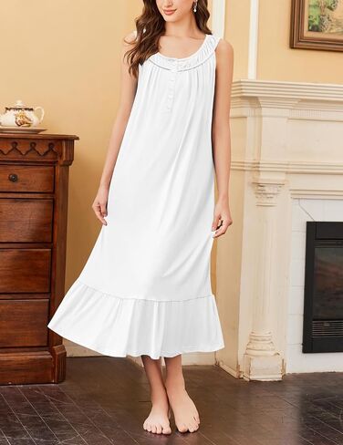 Ekouaer 2 Pack Nightgowns for Women Sleeveless Long Night Gowns Victorian Nightdress with Pockets Soft Ladies Gown in Saudi Arabia