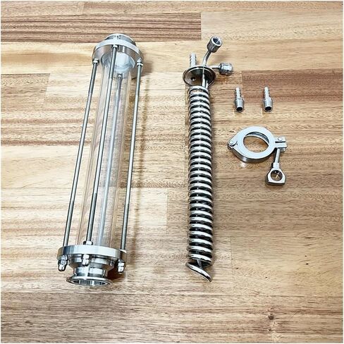 2 "OD64mm redux Homebrew Coil Coil Dimroth مع 2" Diopter Glass Diopter لعمود التقطير لفائف التبريد SS304 (1-4 خيط أنثى) in Kuwait