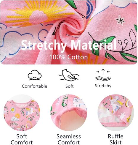 BeiVSlley Toddler Girls Dresses 3-Pack | Cotton Short Sleeve Summer Dress with Twirl Skirt | Cute Cartoon Sundress 2-7T in Kuwait