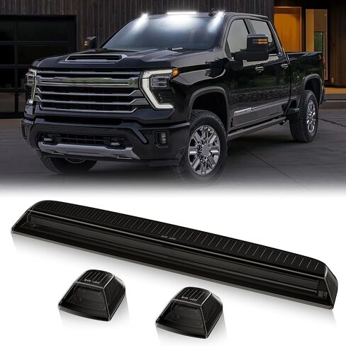 LED LED CAB ROOD MARKER LIGHTS متوافقة مع Silverado Sierra 2500HD 3500HD 2015-2019 ، Top Cab Smokedance Lights للشاحنات والضوء الأبيض + LEN المدخن in Kuwait