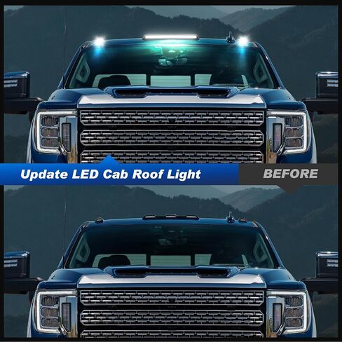 LED LED CAB ROOD MARKER LIGHTS متوافقة مع Silverado Sierra 2500HD 3500HD 2015-2019 ، Top Cab Smokedance Lights للشاحنات والضوء الأبيض + LEN المدخن in Kuwait