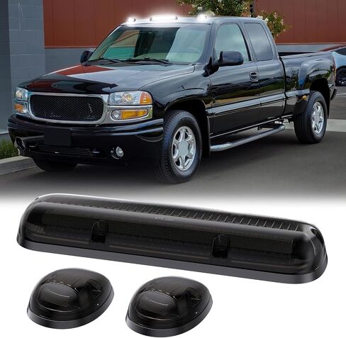 LED LED CAB ROOD MARKER LIGHTS متوافقة مع Silverado Sierra 2500HD 3500HD 2015-2019 ، Top Cab Smokedance Lights للشاحنات والضوء الأبيض + LEN المدخن in Kuwait