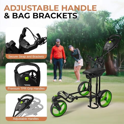 Jovial Golf Push Pull Cart – Lightweight, Foldable, Bag Holder with Adjustable Handle, Caddy Accessories, Compact Folding Golf Trolley for Travel in Kuwait