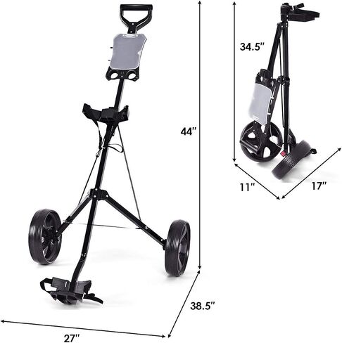 Tangkula Golf Push Push Cart ، عجلات خفيفة الوزن قابلة للطي 2 in Saudi Arabia