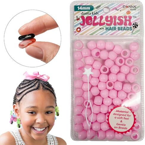 DONNA Kids Jellyish Hair Beads – Squishy, Jellyish Twist 14MM Rubber Beads, Safe & Durable Hair Accessories for Kids, Silicone Feeling, Beads Jewelry Making Kit DIY Hair Braiding, White Color 1PC in Saudi Arabia